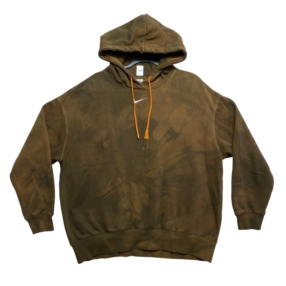 Nike Hoodie Mens Medium Brown Tie Dye Pullover Embroidered Mini Swoosh